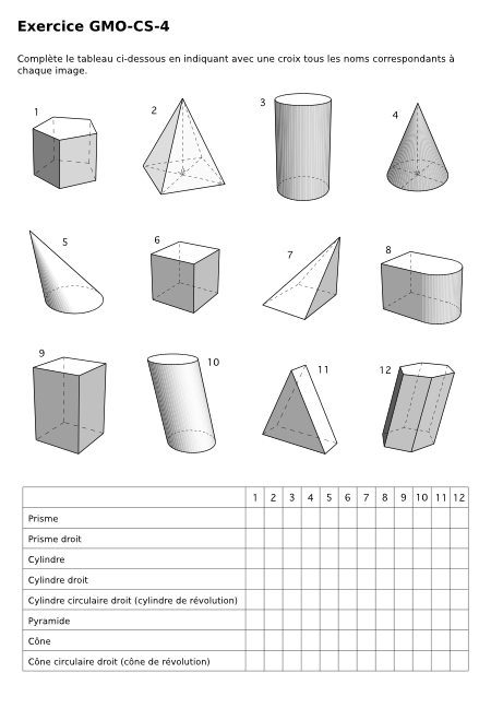 Le prisme et la pyramide: leçon et exercices 6ème
